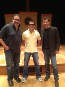 Producer Don Hahn, with US Army veteran Steve Baskis, and Director Michael Brown at the Pritzker Military Library & Museum